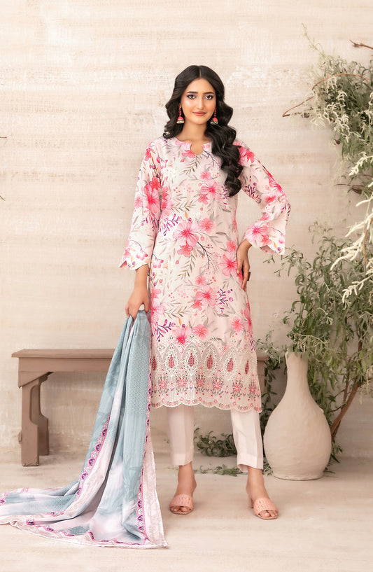 Shamia by Tawakkal Fabric Embroidered Zari Viscose Unstitched 3 Piece Suit - D-4883 - TF25SHAM - Pink - Winter Collection