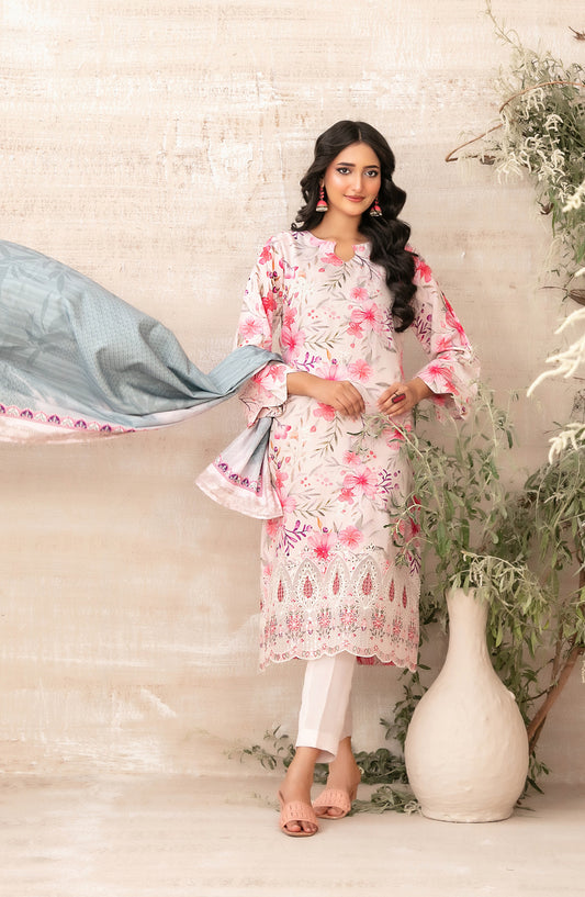 Shamia by Tawakkal Fabric Embroidered Zari Viscose Unstitched 3 Piece Suit - D-4883 - TF25SHAM - Pink - Winter Collection