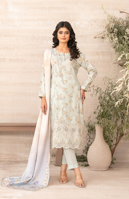 Shamia by Tawakkal Fabric Embroidered Zari Viscose Unstitched 3 Piece Suit - D-4881 - TF25SHAM - Light Grey - Winter Collection
