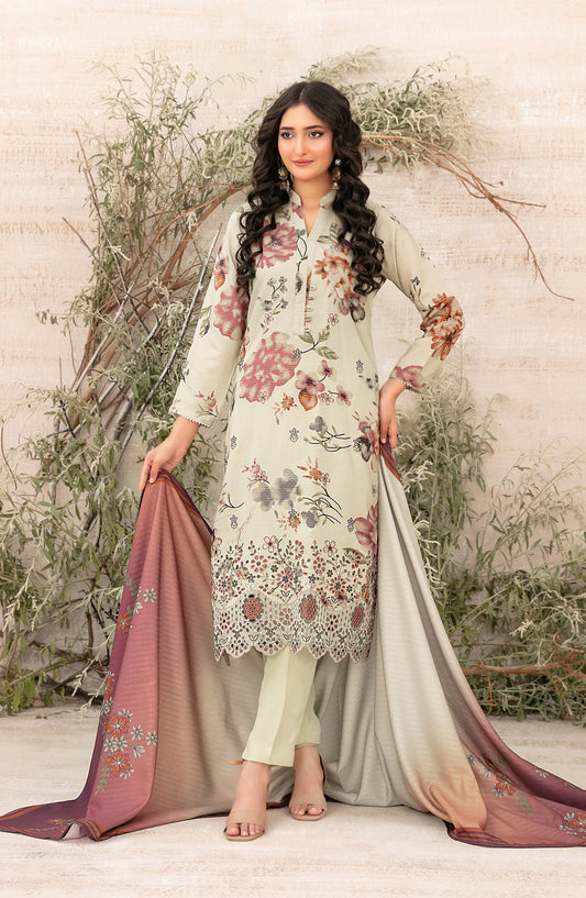 Shamia by Tawakkal Fabric Embroidered Zari Viscose Unstitched 3 Piece Suit - D-4880 - TF25SHAM - Light Green - Winter Collection
