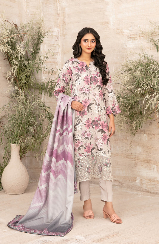 Shamia by Tawakkal Fabric Embroidered Zari Viscose Unstitched 3 Piece Suit - D-4879 - TF25SHAM - Light Purple - Winter Collection