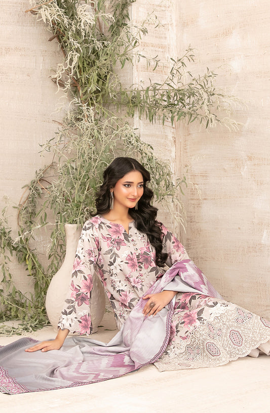 Shamia by Tawakkal Fabric Embroidered Zari Viscose Unstitched 3 Piece Suit - D-4879 - TF25SHAM - Light Purple - Winter Collection