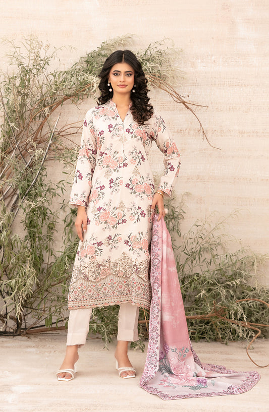 Shamia by Tawakkal Fabric Embroidered Zari Viscose Unstitched 3 Piece Suit - D-4878 - TF25SHAM - Light Pink - Winter Collection