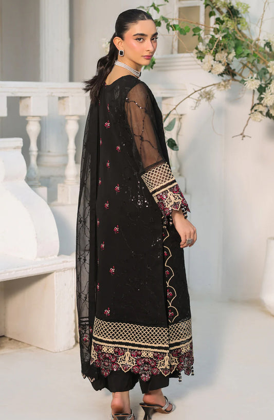 Lamhay Embroidered Chiffon Stitched 3 Piece Suit - Siyah SU-155 - SMZ26LM - Festive Collection