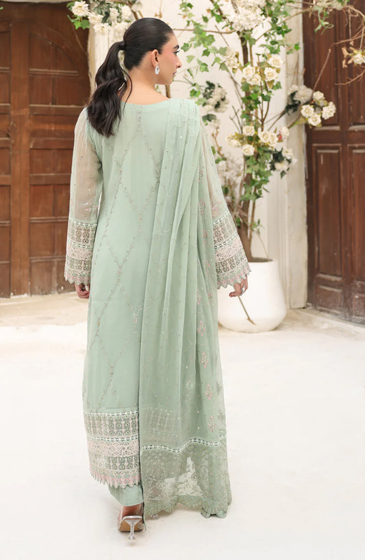 Lamhay Embroidered Chiffon Stitched 3 Piece Suit - Lime Green SU-157 - SMZ26LM - Festive Collection