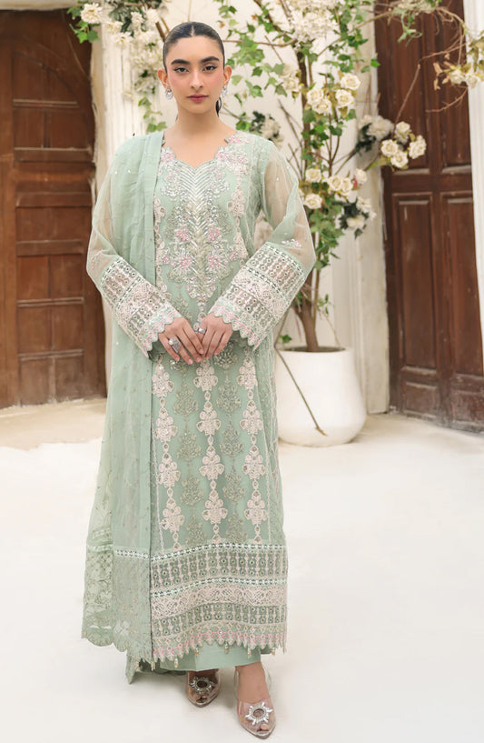 Lamhay Embroidered Chiffon Stitched 3 Piece Suit - Lime Green SU-157 - SMZ26LM - Festive Collection