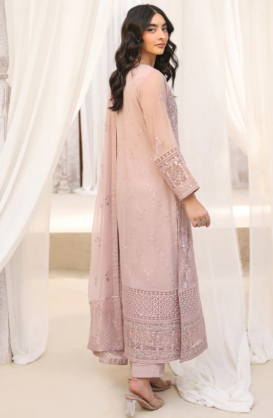 Lamhay Embroidered Chiffon Stitched 3 Piece Suit - Tea Rose SU-158 - SMZ26LM - Festive Collection