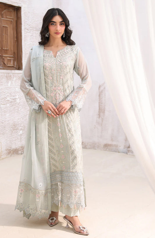 Lamhay Embroidered Chiffon Stitched 3 Piece Suit - Cloud Gray SU-160 - SMZ26LM - Festive Collection