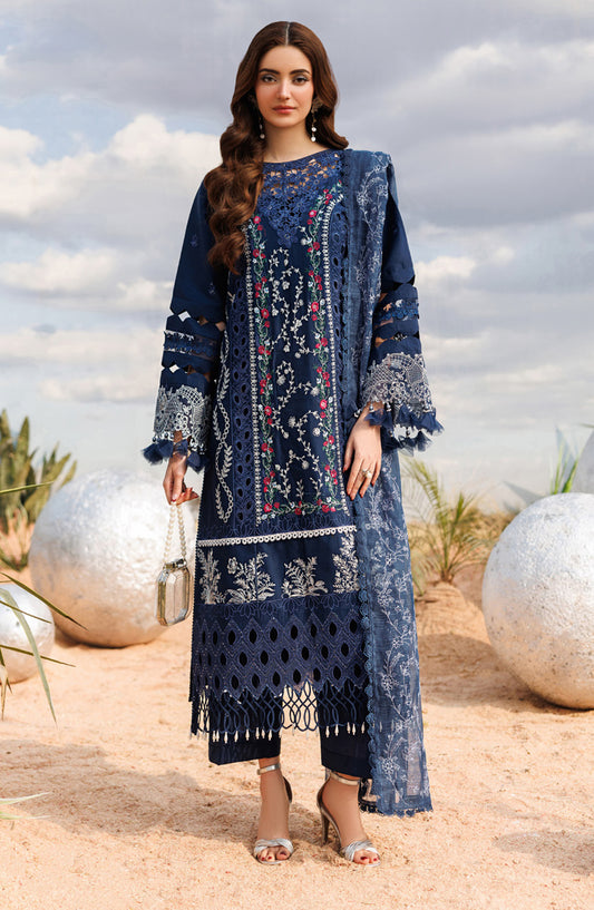 Shangrila by Parishay Embroidered Lawn Unstitched 3 Piece Suit - ANG-08 - PS26ANG - Blue - Summer Collection