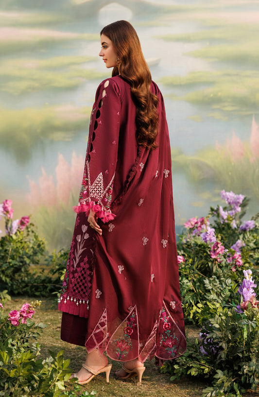 Shangrila by Parishay Embroidered Lawn Unstitched 3 Piece Suit - ANG-07 - PS26ANG - Maroon - Summer Collection