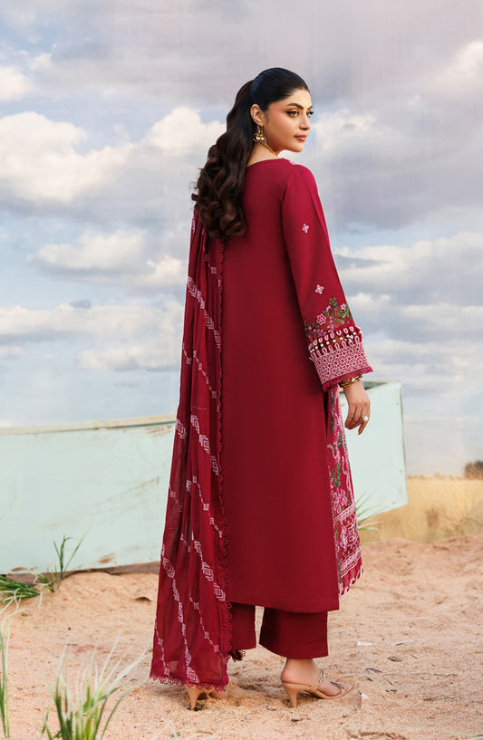 Shangrila by Parishay Embroidered Lawn Unstitched 3 Piece Suit - ANG-05 - PS26ANG - Red - Summer Collection