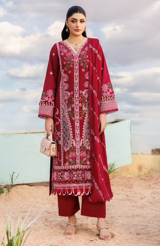Shangrila by Parishay Embroidered Lawn Unstitched 3 Piece Suit - ANG-05 - PS26ANG - Red - Summer Collection