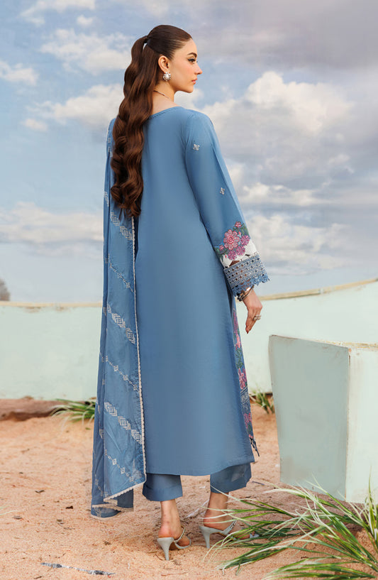 Shangrila by Parishay Embroidered Lawn Unstitched 3 Piece Suit - ANG-03 - PS26ANG - Blue - Summer Collection