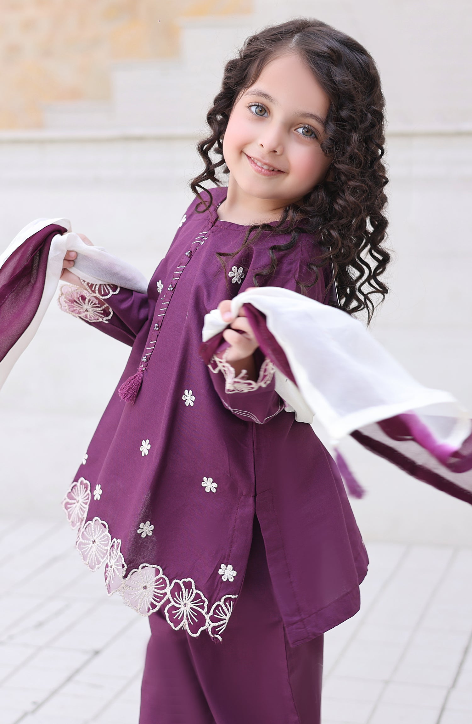 Shanzey Maya Embroidered Cambric Stitched 3 Piece Suit - SHK-7202 - SHK26MY - Purple - Girls Collection