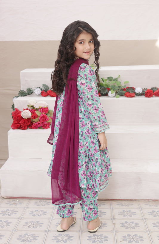 Shanzey Dosti Yaari Printed Lawn Stitched 3 Piece Suit - SHK-5401 - SNZ26DST - Blue - Summer Girls Collection