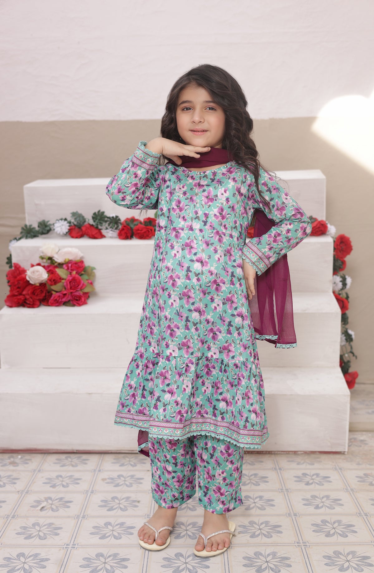 Shanzey Dosti Yaari Printed Lawn Stitched 3 Piece Suit - SHK-5401 - SNZ26DST - Blue - Summer Girls Collection