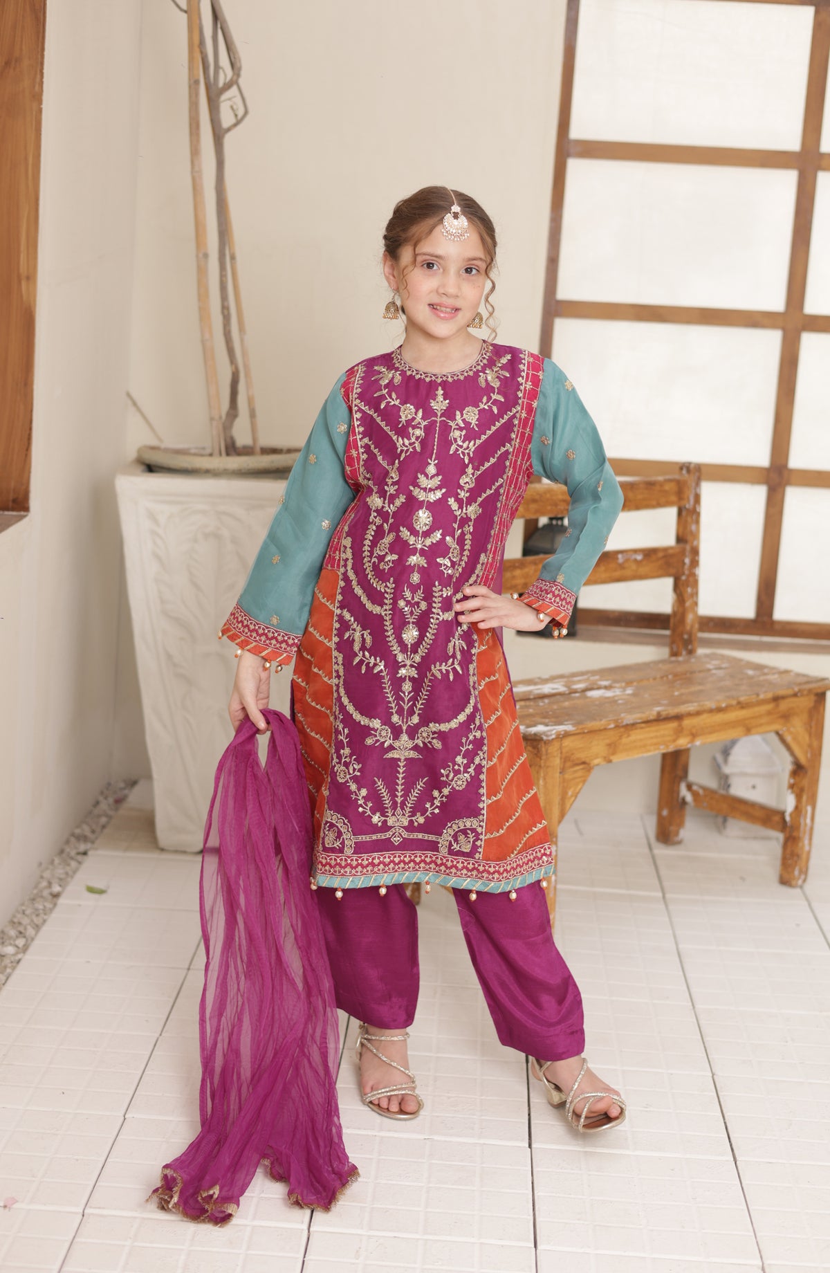 Shanzey Eid ki Khushiyaan Embroidered Organza Stitched 3 Piece Suit - SHK-5903 - SHZ26EDK - Purple - Eid Collection