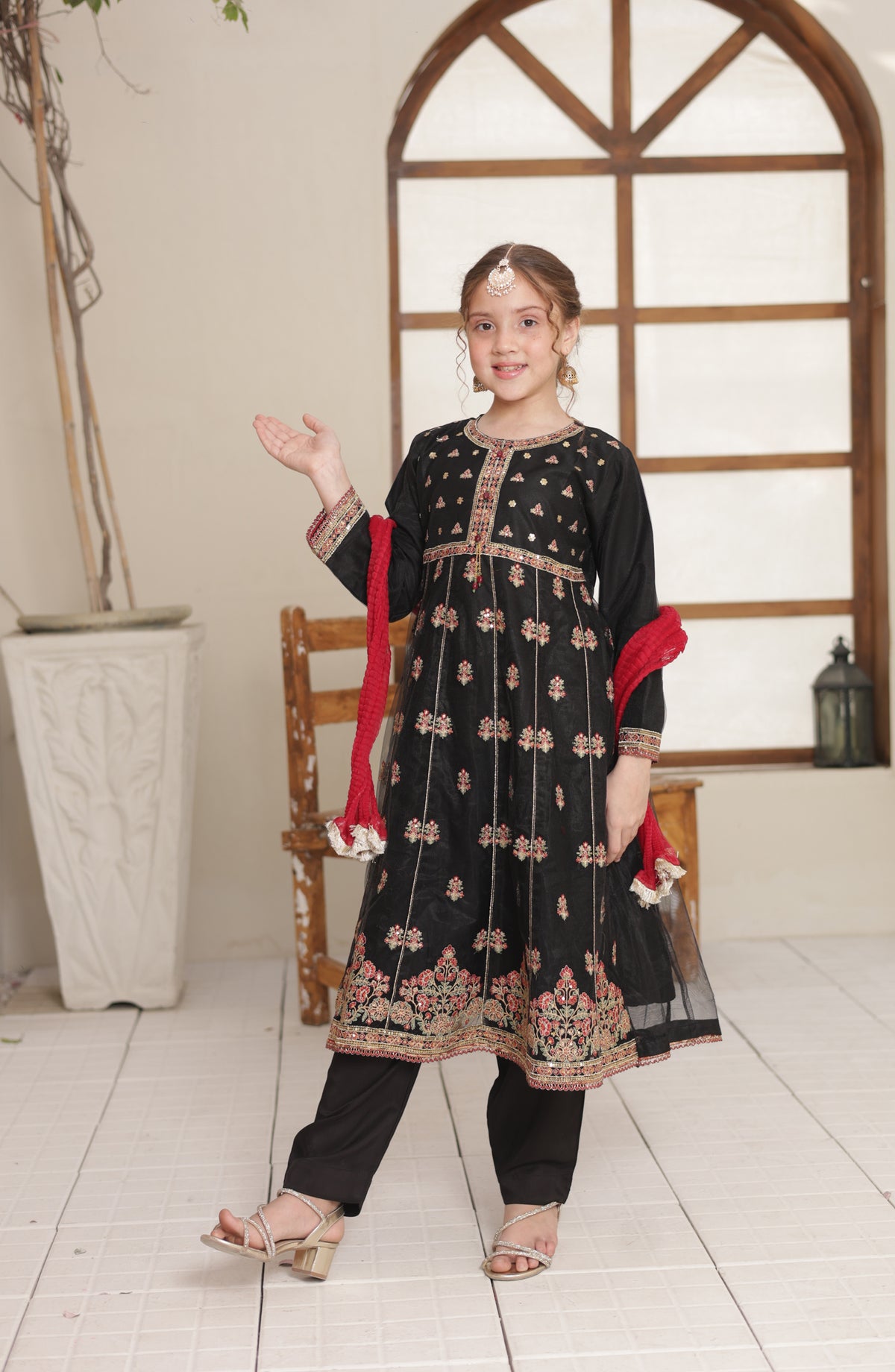 Shanzey Eid ki Khushiyaan Embroidered Net Stitched 3 Piece Suit - SHK-5902 - SHZ26EDK - Black - Eid Collection