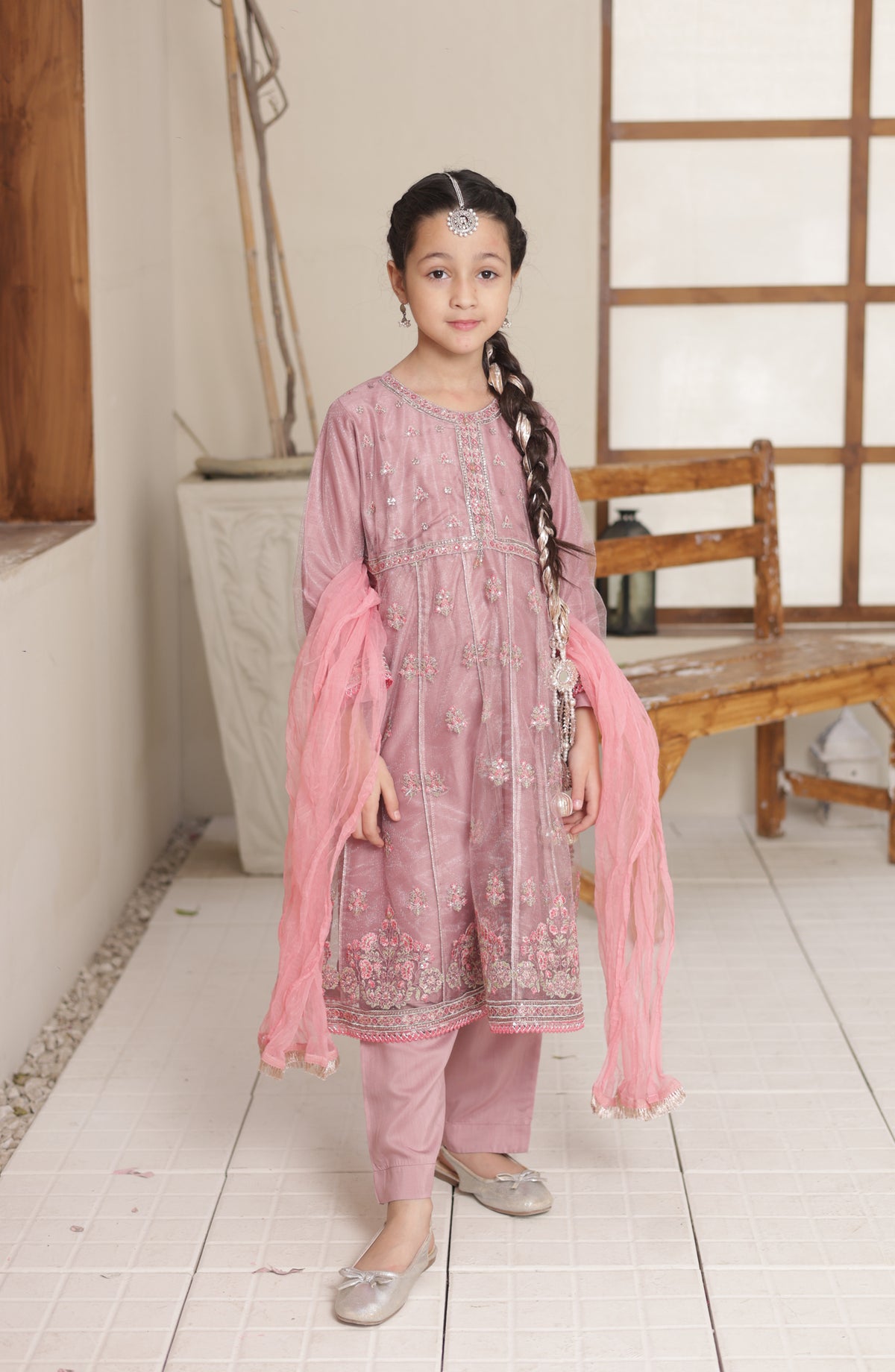 Shanzey Eid ki Khushiyaan Embroidered Net Stitched 3 Piece Suit - SHK-5901 - SHZ26EDK - Lilac - Eid Collection