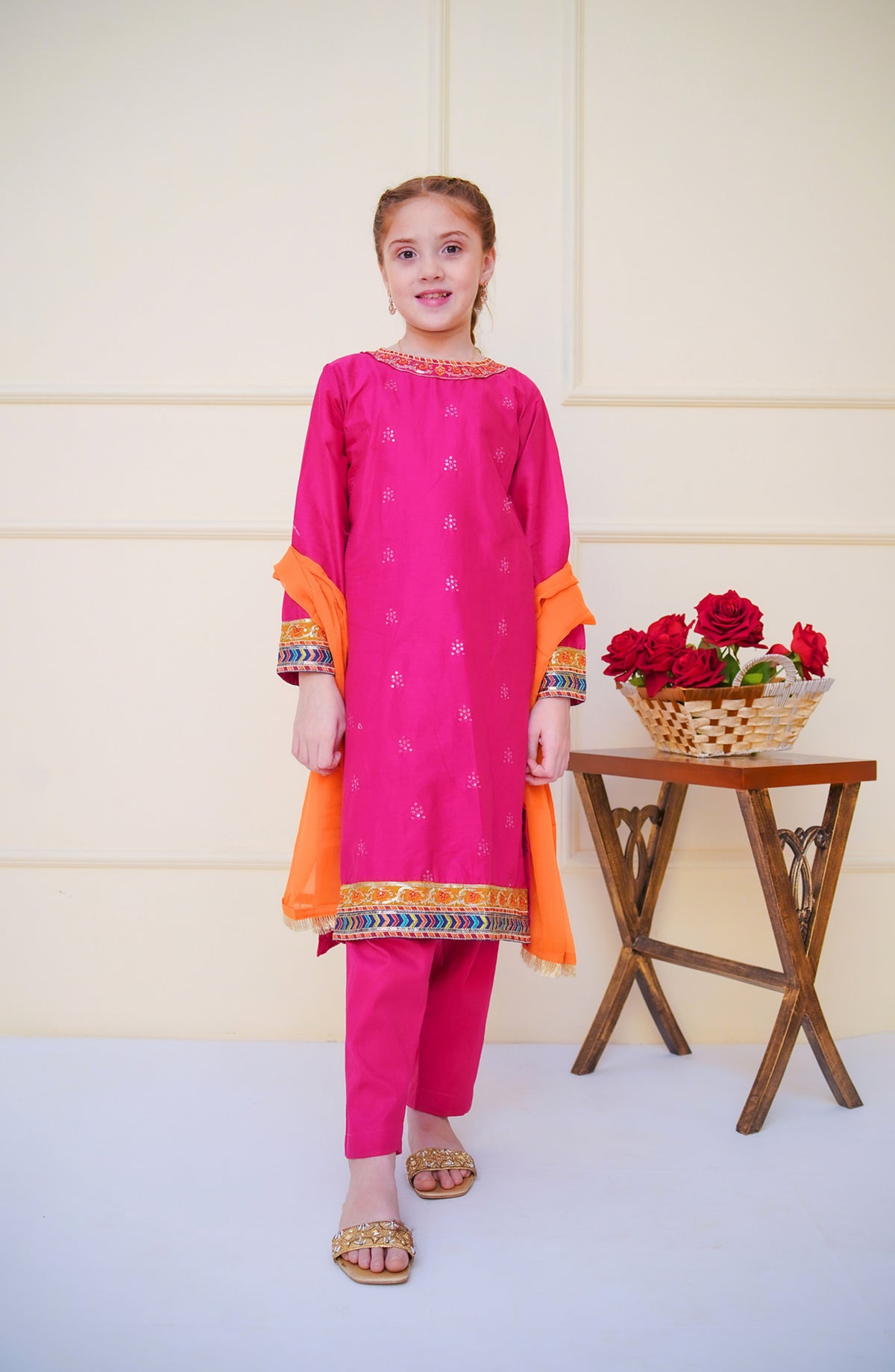 Shanzey Embroidered Cotton Stitched 3 Piece Suit - SHK-4606 - SHZ25CBR - Burgandi - Girls Summer Collection