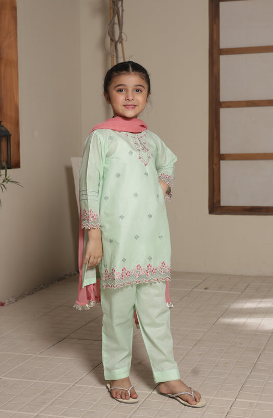 Shanzey Embroidered Cotton Stitched 3 Piece Suit - SHK-5608 - SHZ26CMB - Mint - Festive Collection