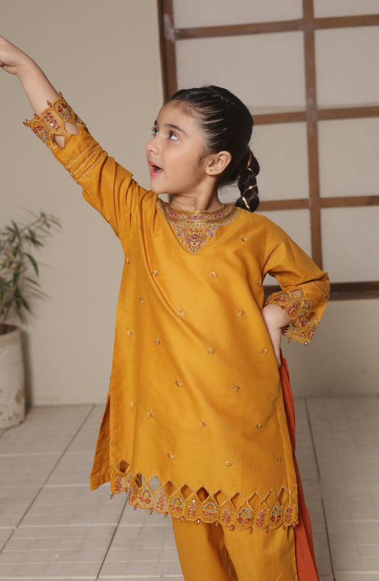 Shanzey Embroidered Cotton Stitched 3 Piece Suit - SHK-5602 - SHZ26CMB - Mustard - Festive Collection