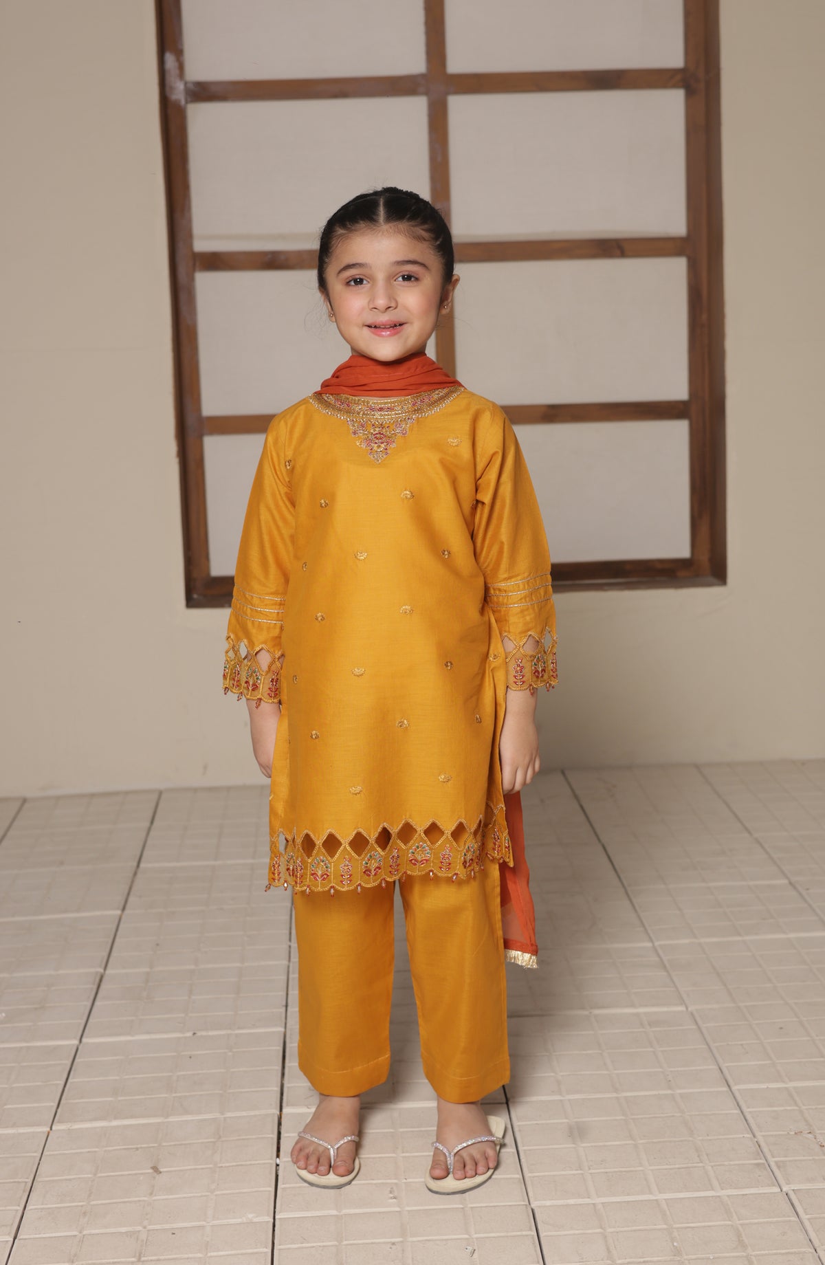 Shanzey Embroidered Cotton Stitched 3 Piece Suit - SHK-5602 - SHZ26CMB - Mustard - Festive Collection