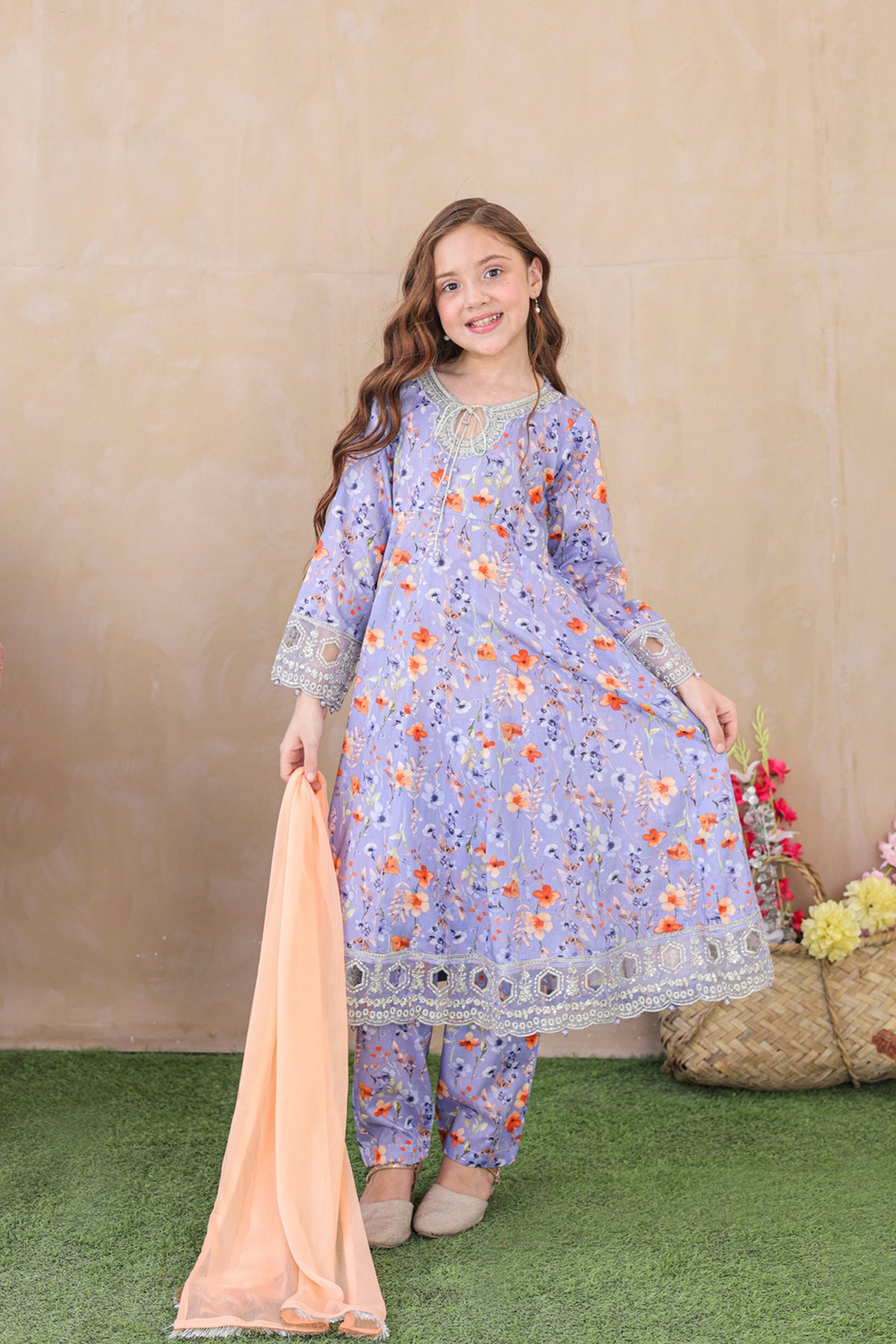 Shanzey Embroidered Lawn Stitched 3 Piece Suit - SHK-6204 - SHZ26KLF - Lilac - Festive Collection
