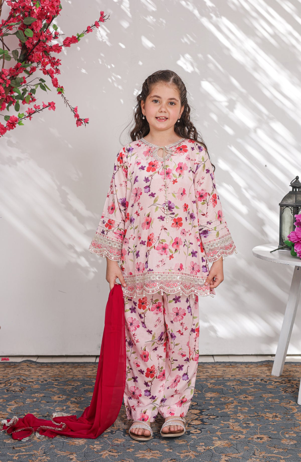 Shanzey Embroidered Lawn Stitched 3 Piece Suit - SHK-6303 - SHZ26CRD - Pink - Summer Collection