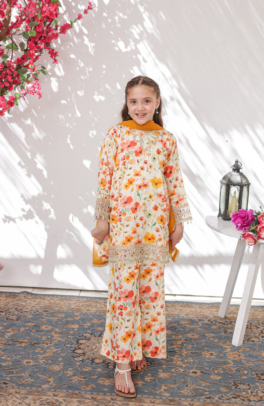 Shanzey Embroidered Lawn Stitched 3 Piece Suit - SHK-6305 - SHZ26CRD - Cream - Summer Collection