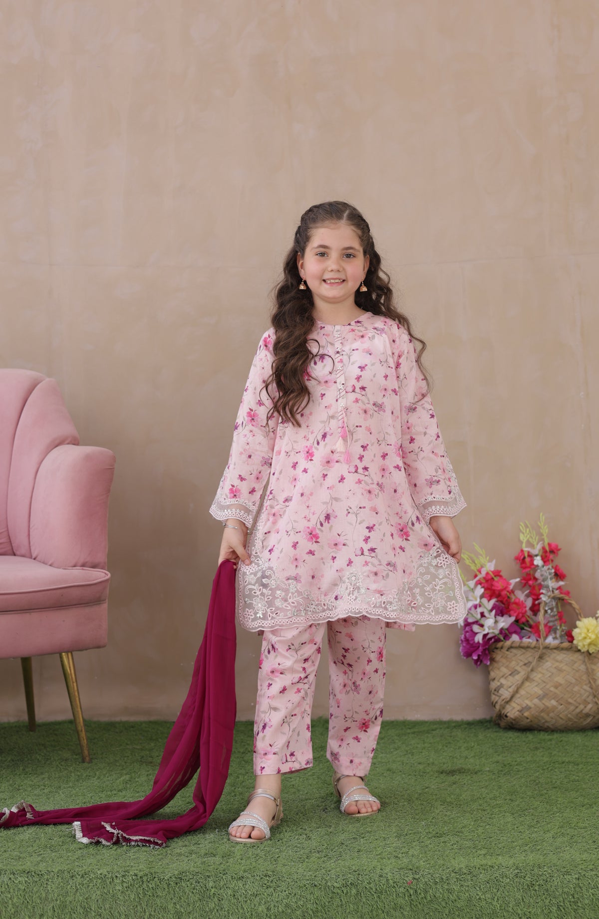 Shanzey Embroidered Lawn Stitched 3 Piece Suit - SHK-6401 - SHZ26LWC - Pink - Summer Girls Collection