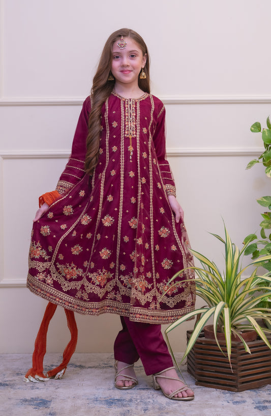 Shanzey Embroidered Organza Stitched 3 Piece Suit - SHK-5101 - SHZ26FOR - Majenta - Formal Collection