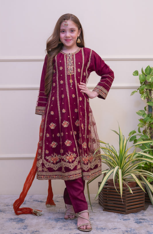 Shanzey Embroidered Organza Stitched 3 Piece Suit - SHK-5101 - SHZ26FOR - Majenta - Formal Collection