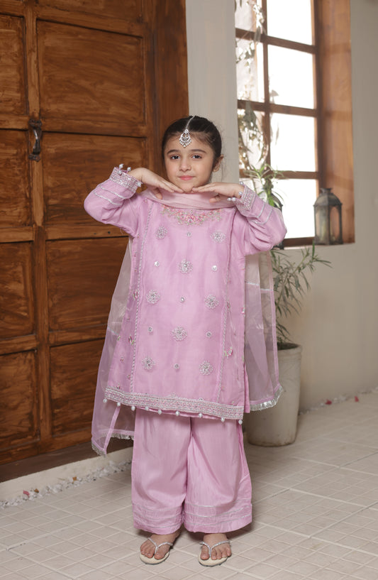 Shanzey Gota Kinari Embroidered Organza Stitched 3 Piece Suit - SHK-5503 - SHZ26GTK - Lilac - Formal Festive Collection