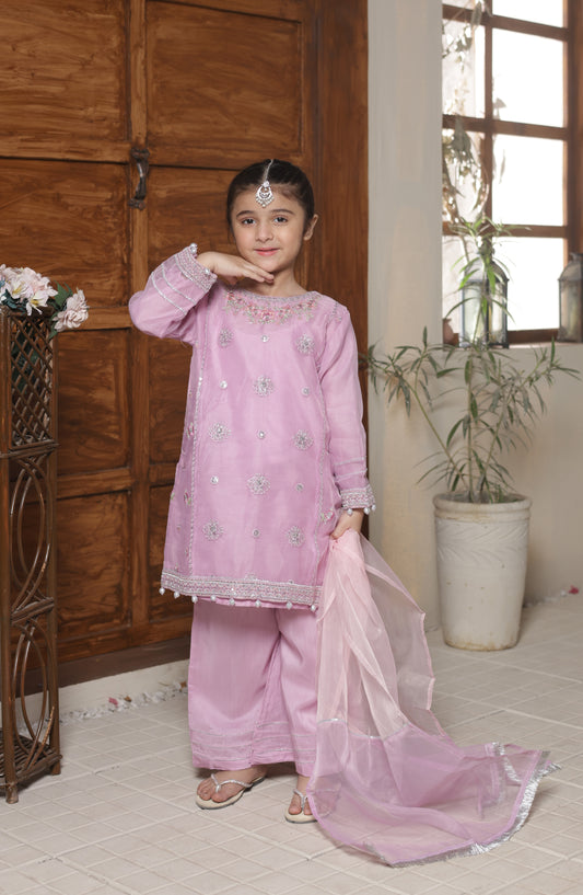 Shanzey Gota Kinari Embroidered Organza Stitched 3 Piece Suit - SHK-5503 - SHZ26GTK - Lilac - Formal Festive Collection