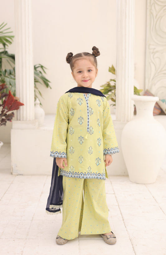 Shanzey Guldasta Printed Cotton Stitched 3 Piece Suit - SHK-7001 - SHK26GLD - Mint - Summer Girls Collection