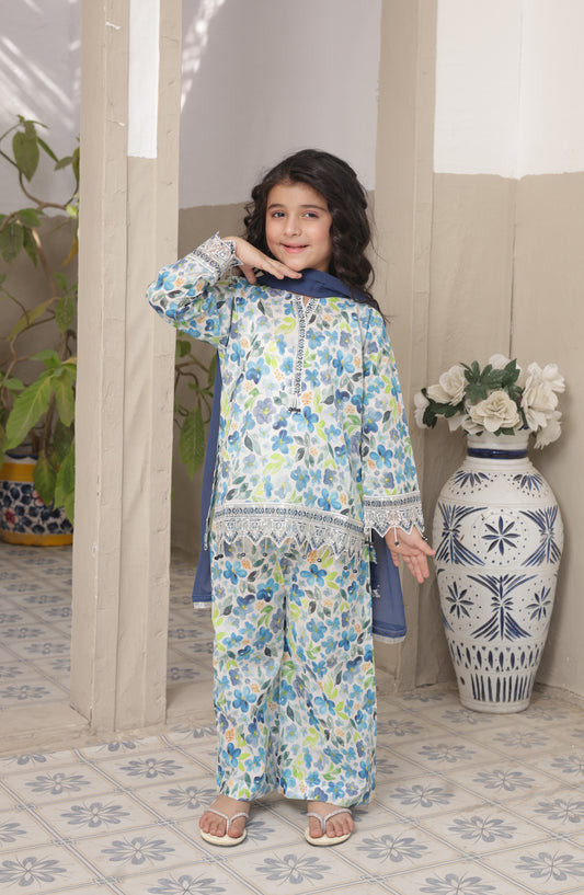 Shanzey Embroidered Lawn Stitched 3 Piece Suit - SHK-5304 - SHZ26LN - Off White - Summer Collection