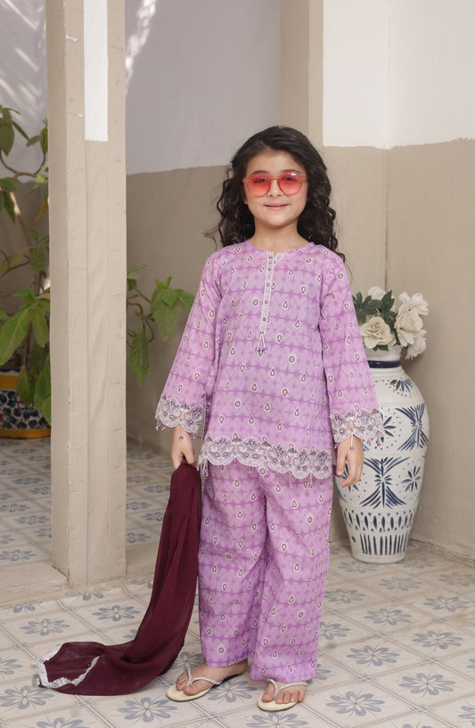 Shanzey Embroidered Lawn Stitched 3 Piece Suit - SHK-5302 - SHZ26LN - Lilac - Summer Collection