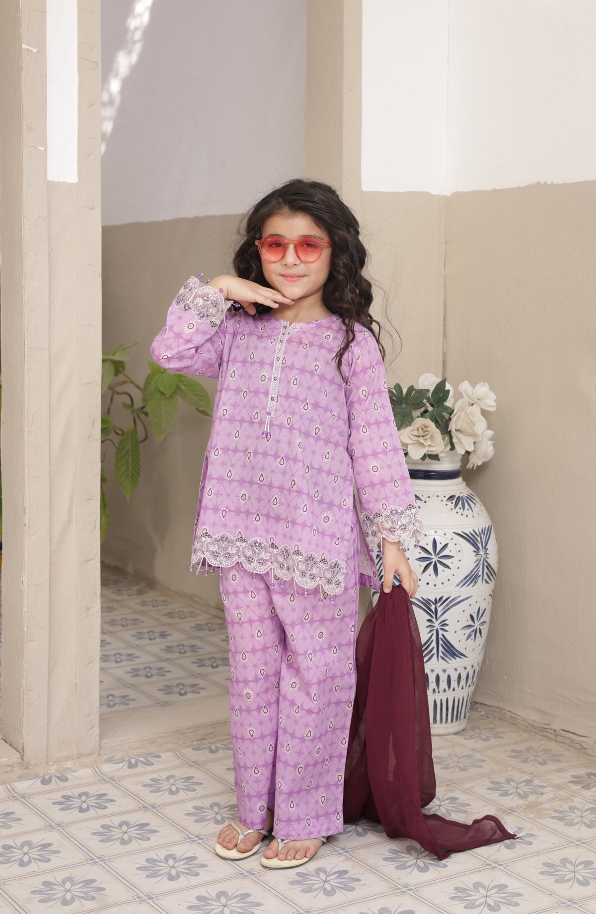 Shanzey Embroidered Lawn Stitched 3 Piece Suit - SHK-5302 - SHZ26LN - Lilac - Summer Collection