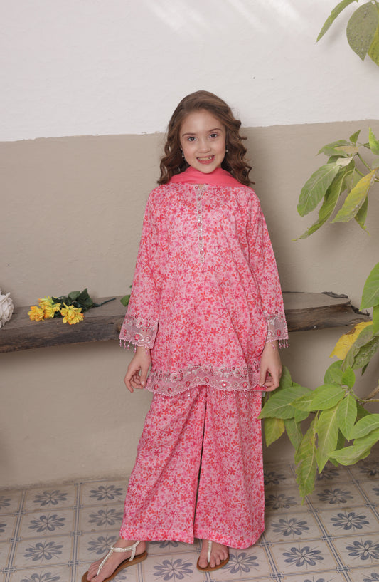 Shanzey Embroidered Lawn Stitched 3 Piece Suit - SHK-5305 - SHZ26LN - Fuchsia - Summer Collection