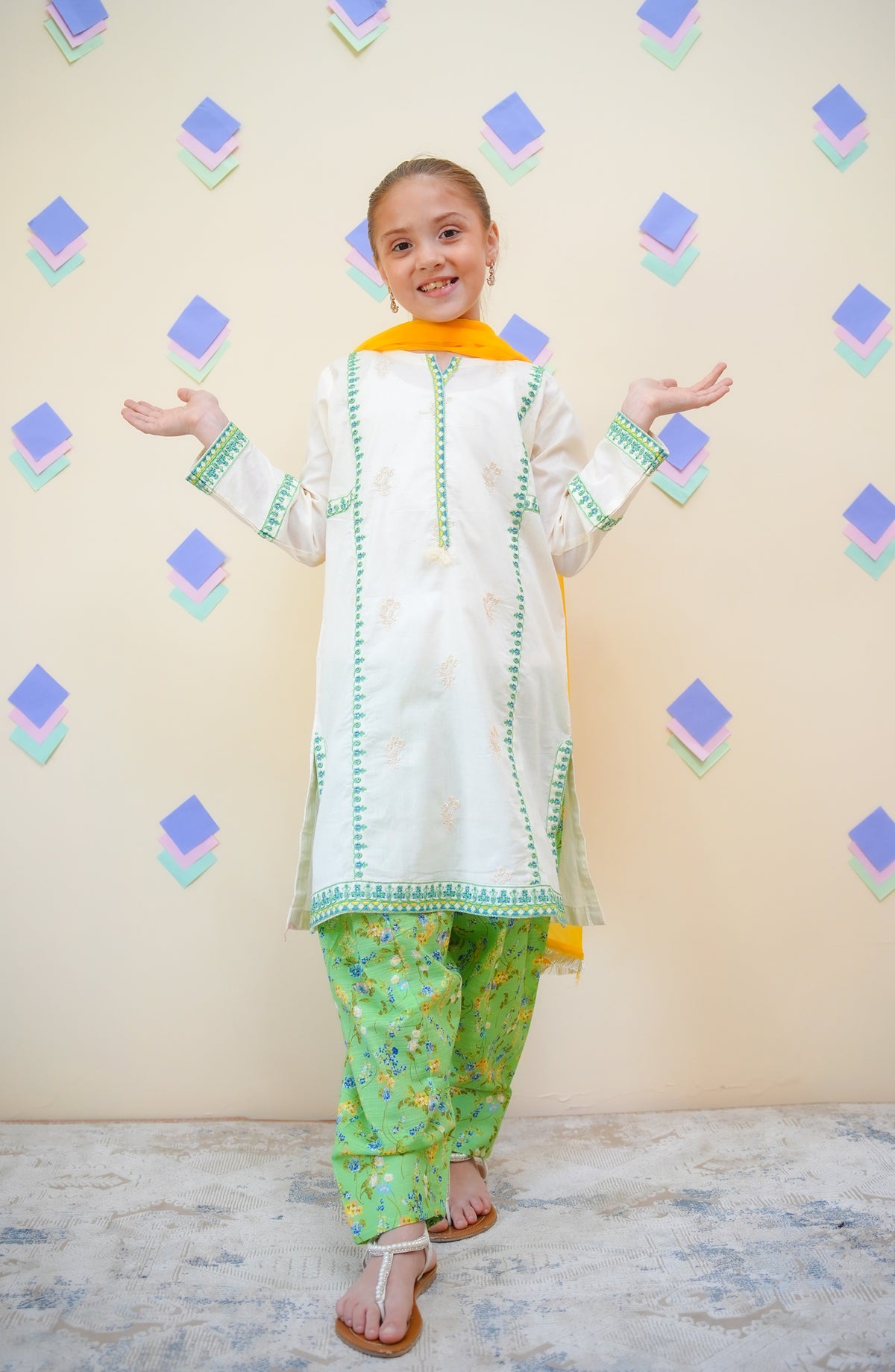 Shanzey Embroidered Lawn Stitched 3 Piece Suit - SHK-4431 - SHZ25FRS - Green - Girls Summer Collection
