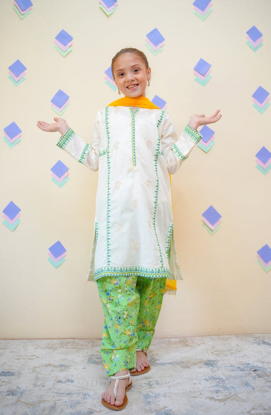 Shanzey Embroidered Lawn Stitched 3 Piece Suit - SHK-4431 - SHZ25FRS - Green - Girls Summer Collection