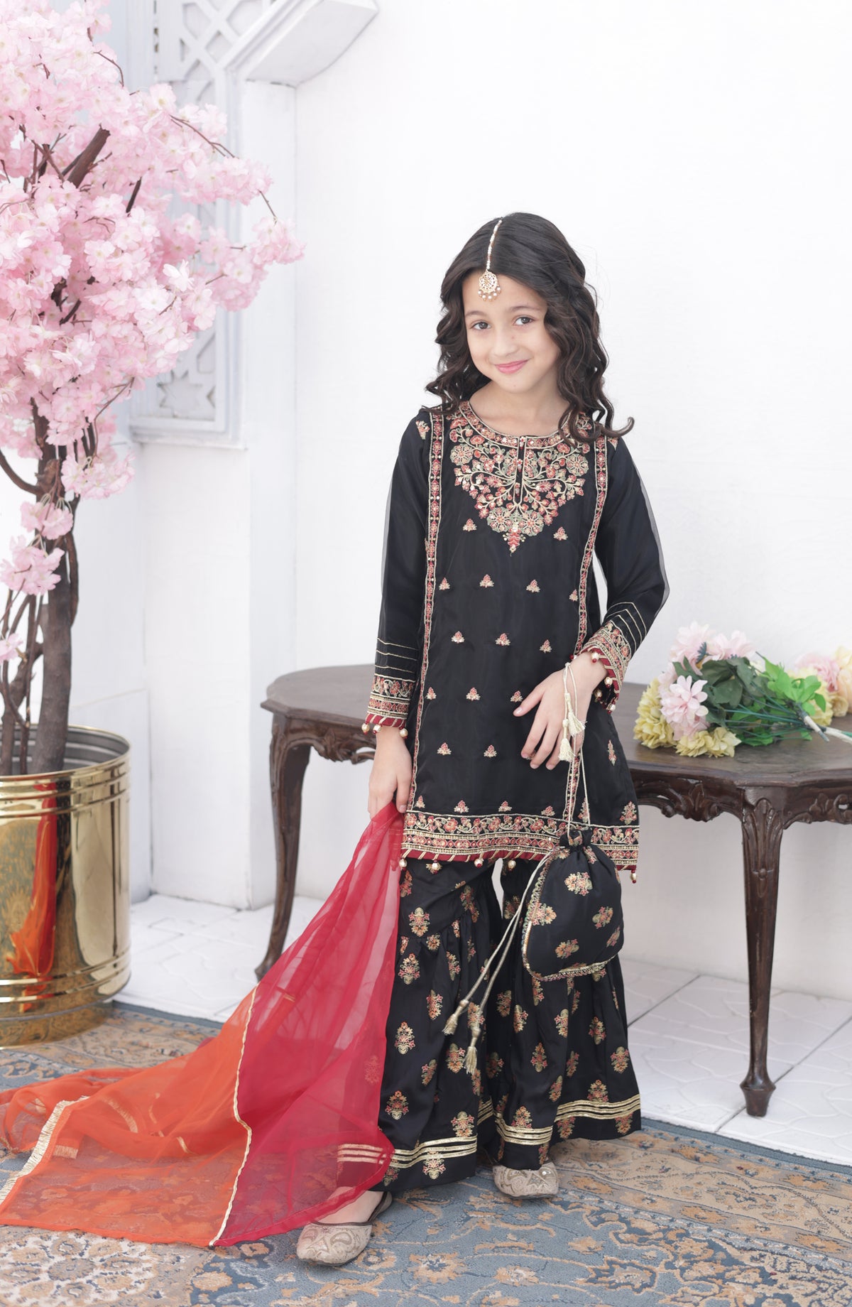 Shanzey Roshni Embroidered Organza Stitched 3 Piece Suit - SHK-5803 - SHZ26RSN - Black - Girls Formal Collection