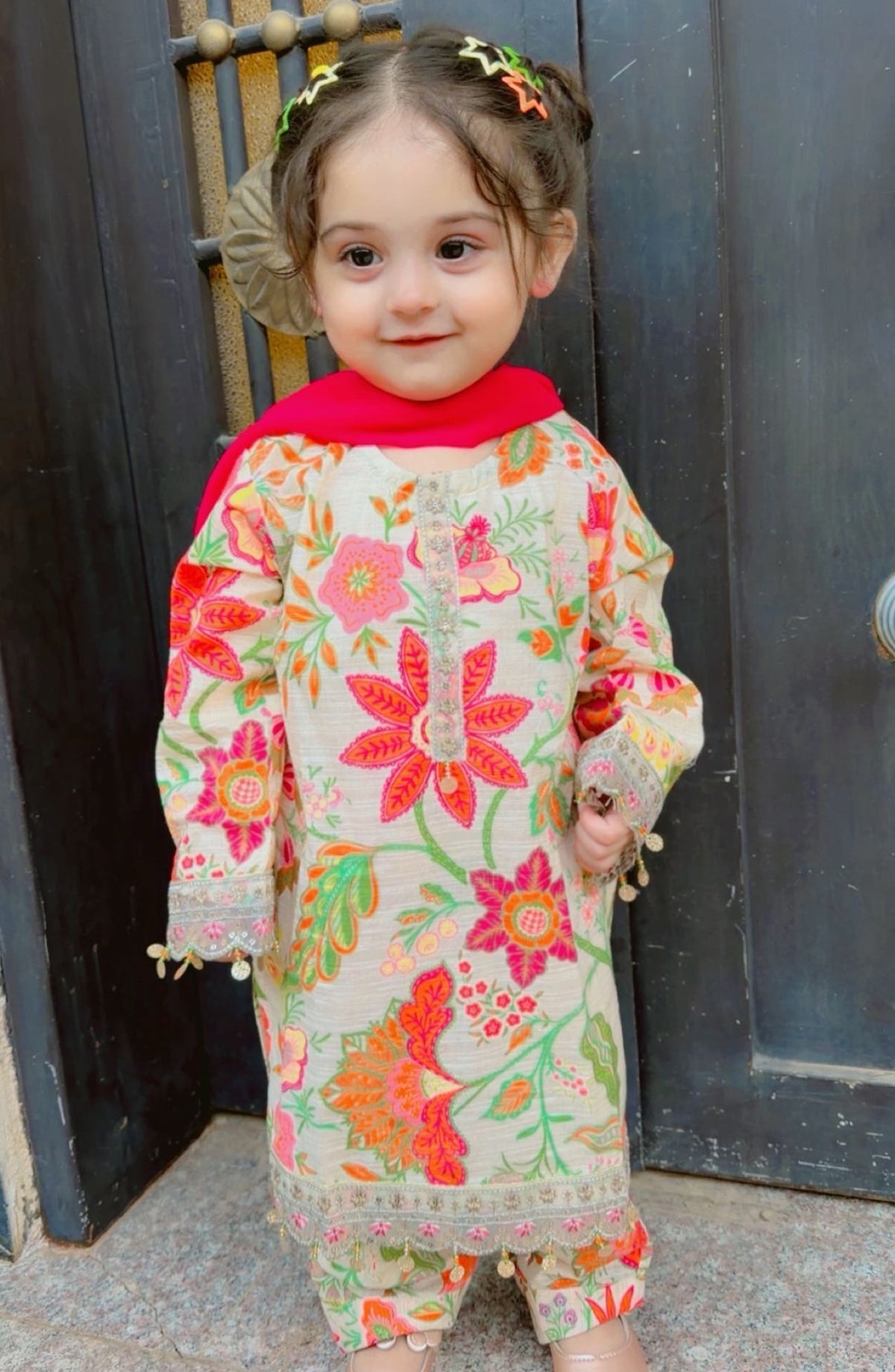 Shanzey Toddlers Embroidered Lawn Stitched 3 Piece Suit - SHK-6005 - SHZ26TD - Off White - Casual Collection