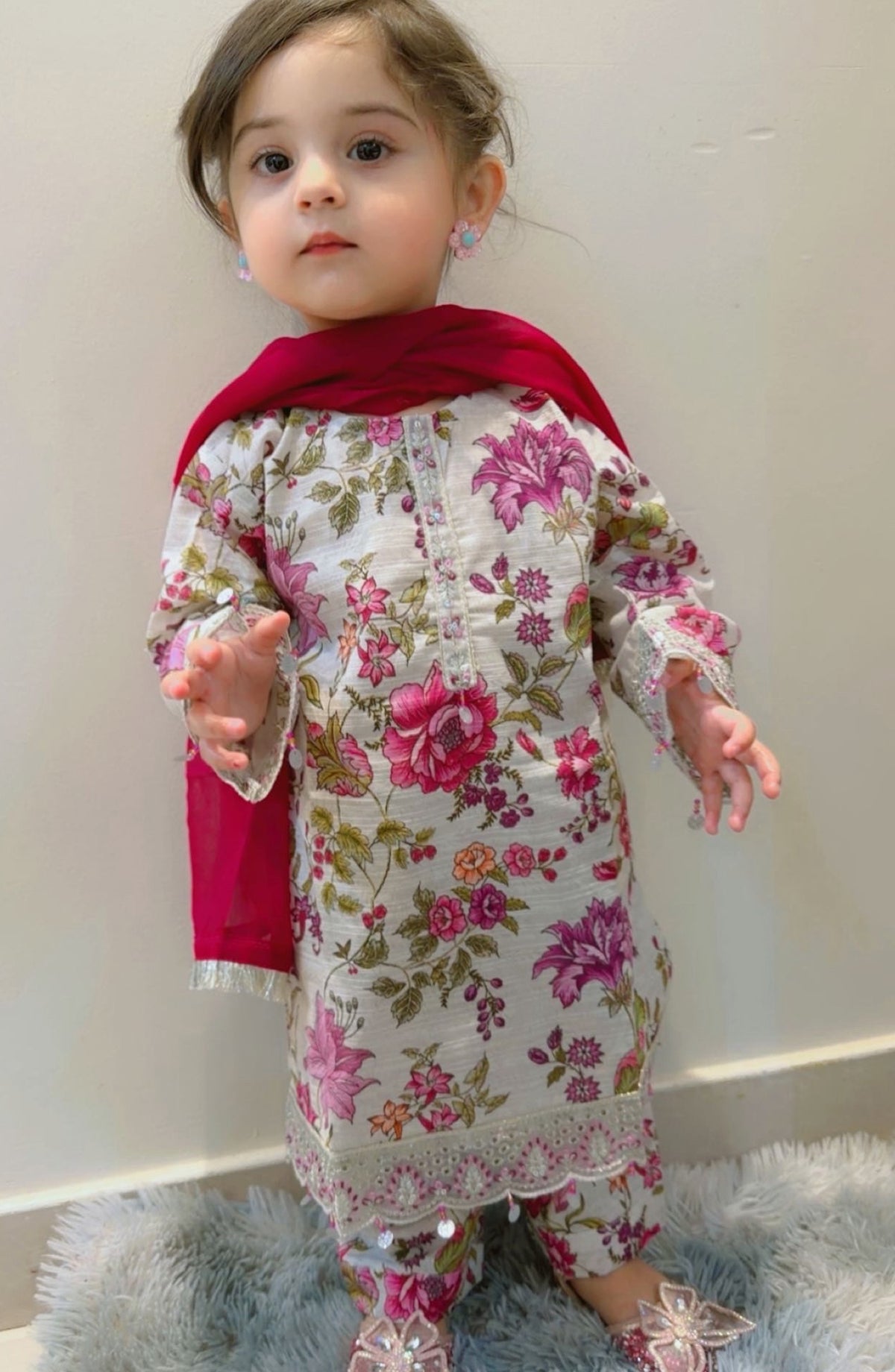 Shanzey Toddlers Embroidered Lawn Stitched 3 Piece Suit - SHK-6002 - SHZ26TD - White - Casual Collection