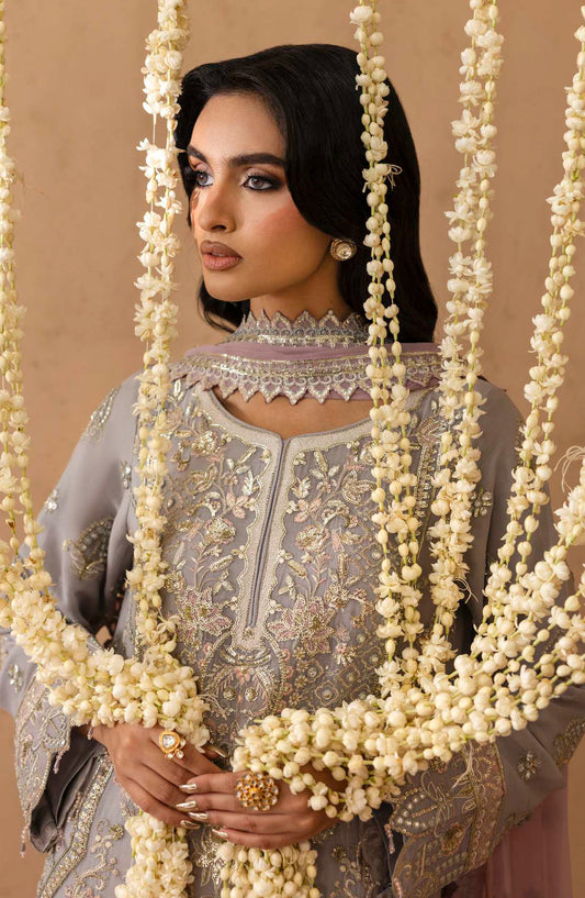 Sheherzadi by Emaan Adeel Embroidered Chiffon Unstitched 3 Piece Suit - MAHAYAM - ED25SHZ - Purple - Formals Collection
