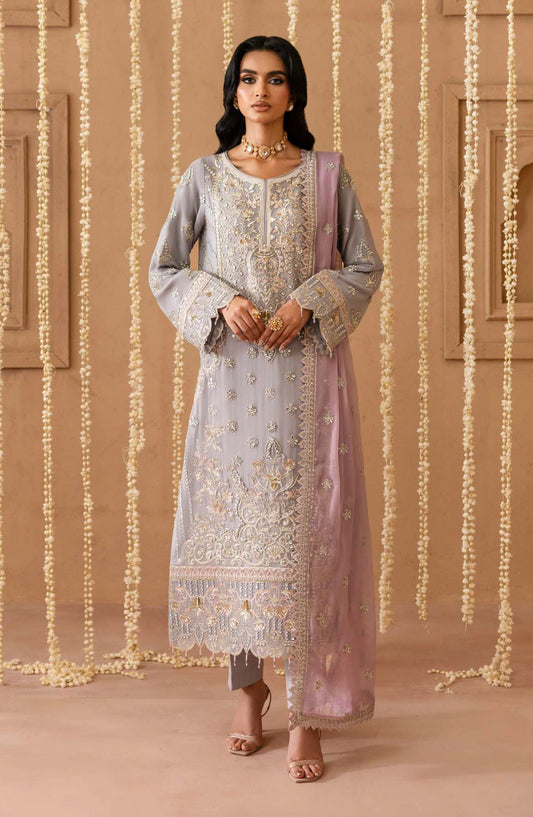 Sheherzadi by Emaan Adeel Embroidered Chiffon Unstitched 3 Piece Suit - MAHAYAM - ED25SHZ - Purple - Formals Collection