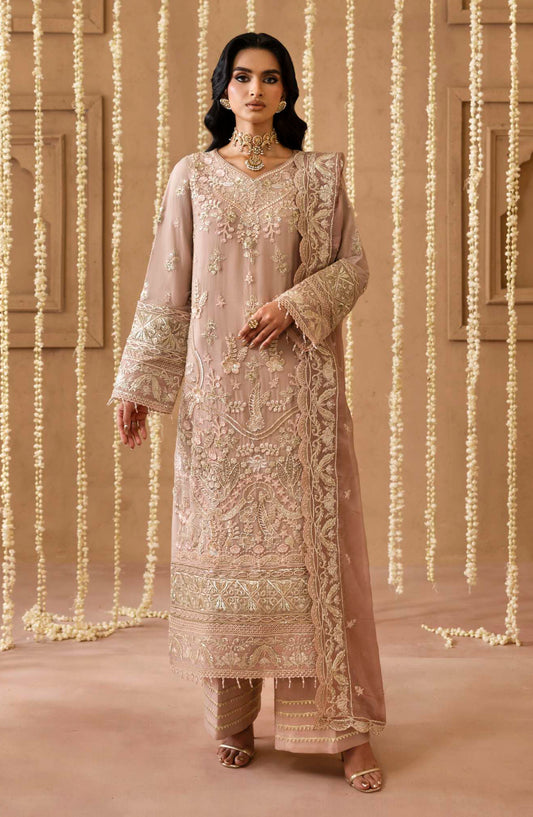 Sheherzadi by Emaan Adeel Embroidered Chiffon Unstitched 3 Piece Suit - LAILA - ED25SHZ - Pink - Formals Collection