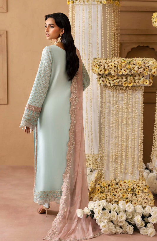 Sheherzadi by Emaan Adeel Embroidered Chiffon Unstitched 3 Piece Suit - AARIZ - ED25SHZ - Blue - Formals Collection