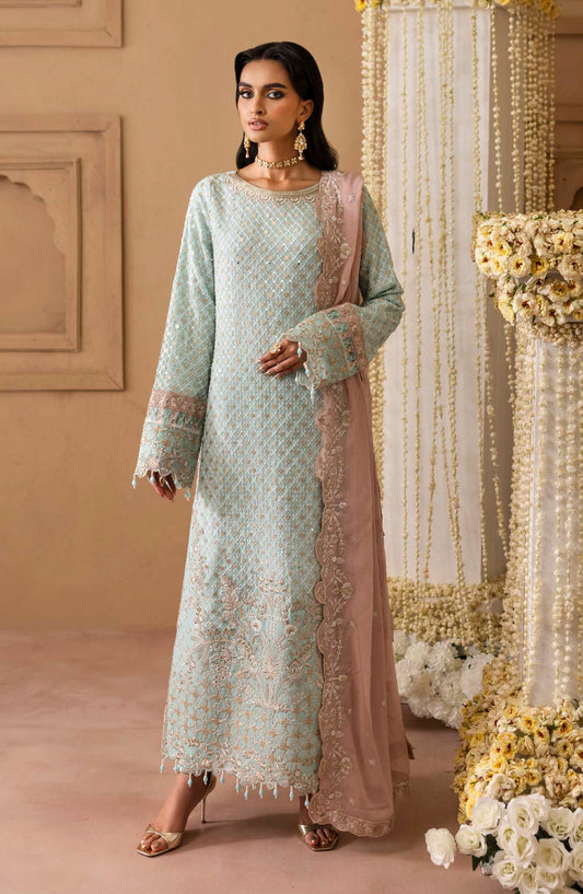 Sheherzadi by Emaan Adeel Embroidered Chiffon Unstitched 3 Piece Suit - AARIZ - ED25SHZ - Blue - Formals Collection